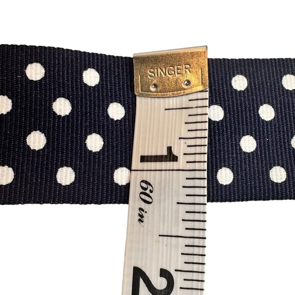 Navy & White Polka Dot Belt With D-Ring Buckle Women's Size 16 46 Inches - Picture 4 of 6